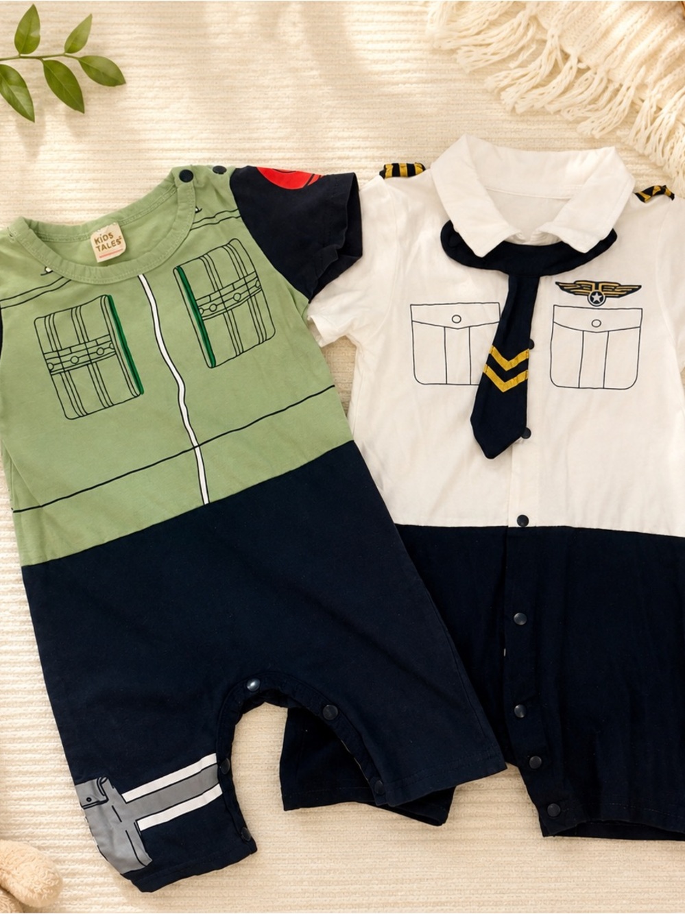 Green & Navy Two-Pack One-Piece Set